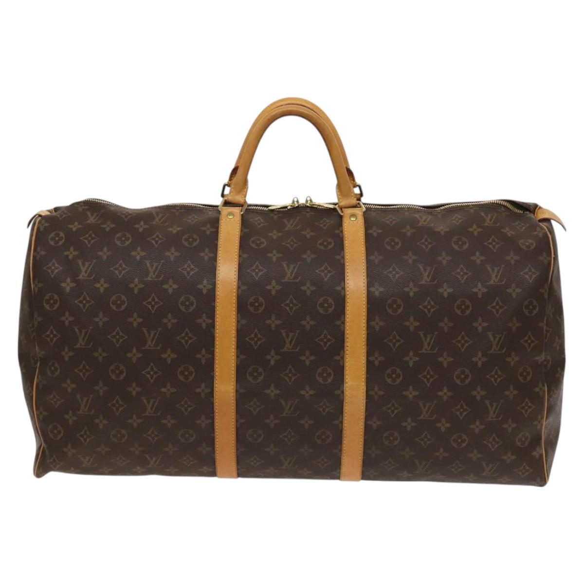 Louis Vuitton Keepall 60, Brown, Canvas, travel