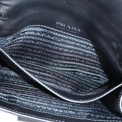Prada Ribbon, Black, Leather, shoulder
