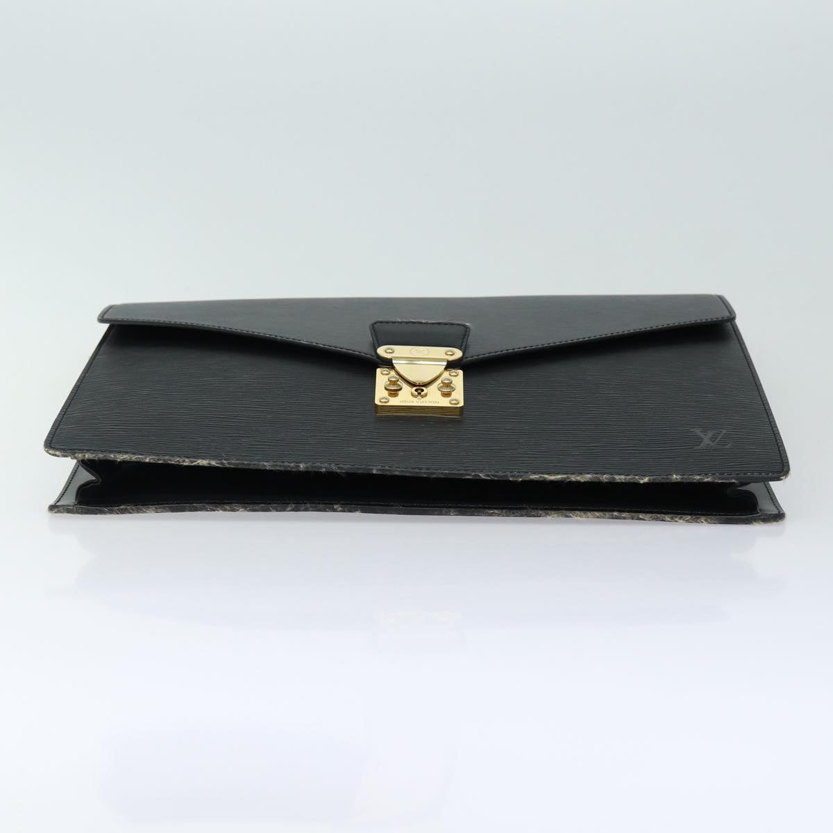 Louis Vuitton Porte Documents, Black, Leather, briefcase