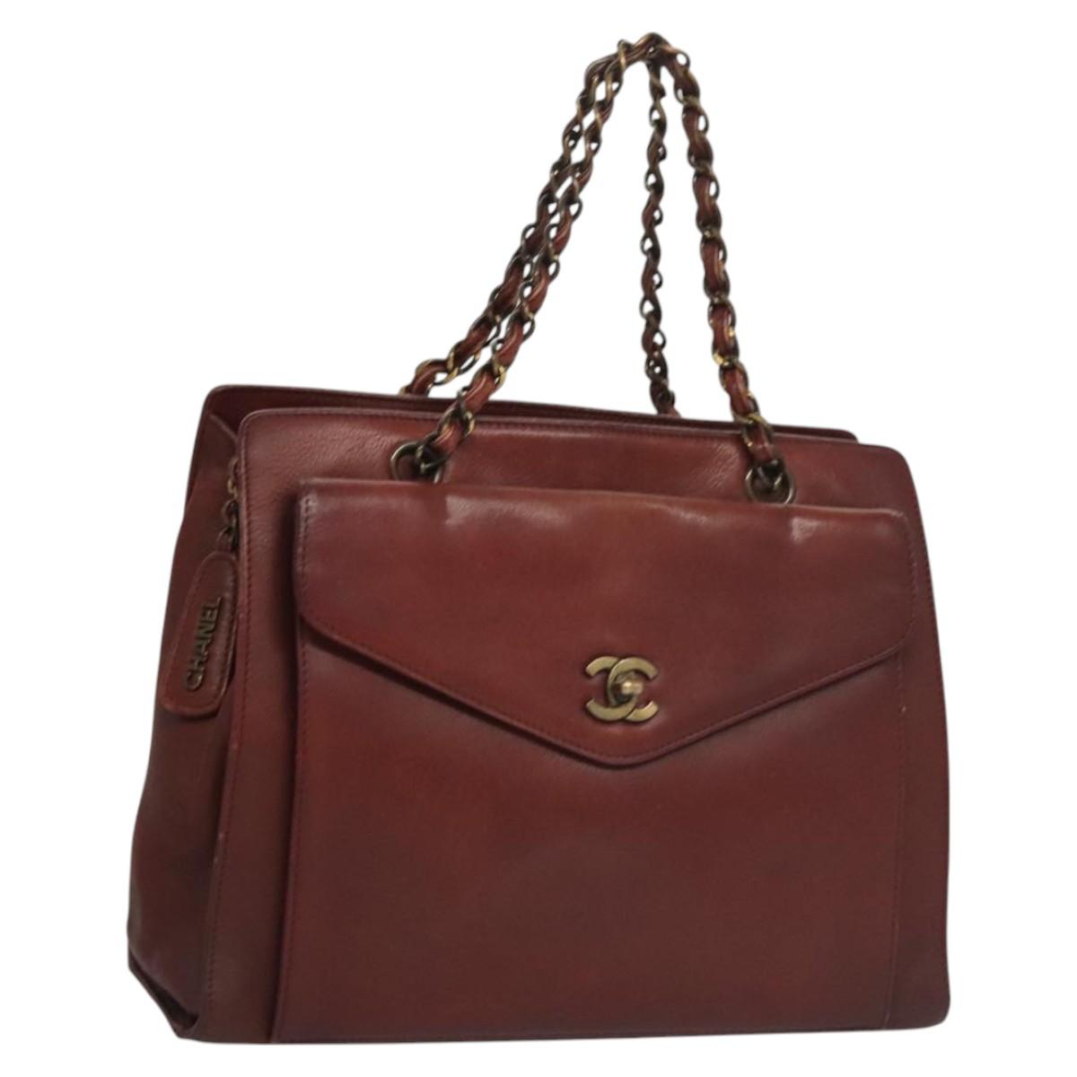 Chanel, Burgundy, Leather, handbag