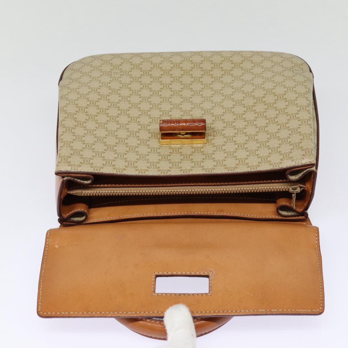 Céline Macadam, Beige, Canvas, handbag