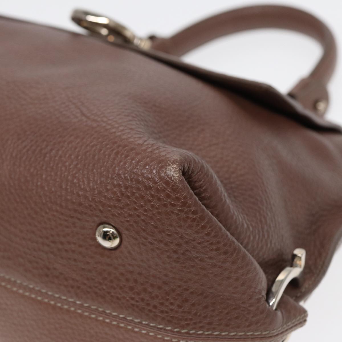 Salvatore Ferragamo Gancini, Brown, Leather, handbag