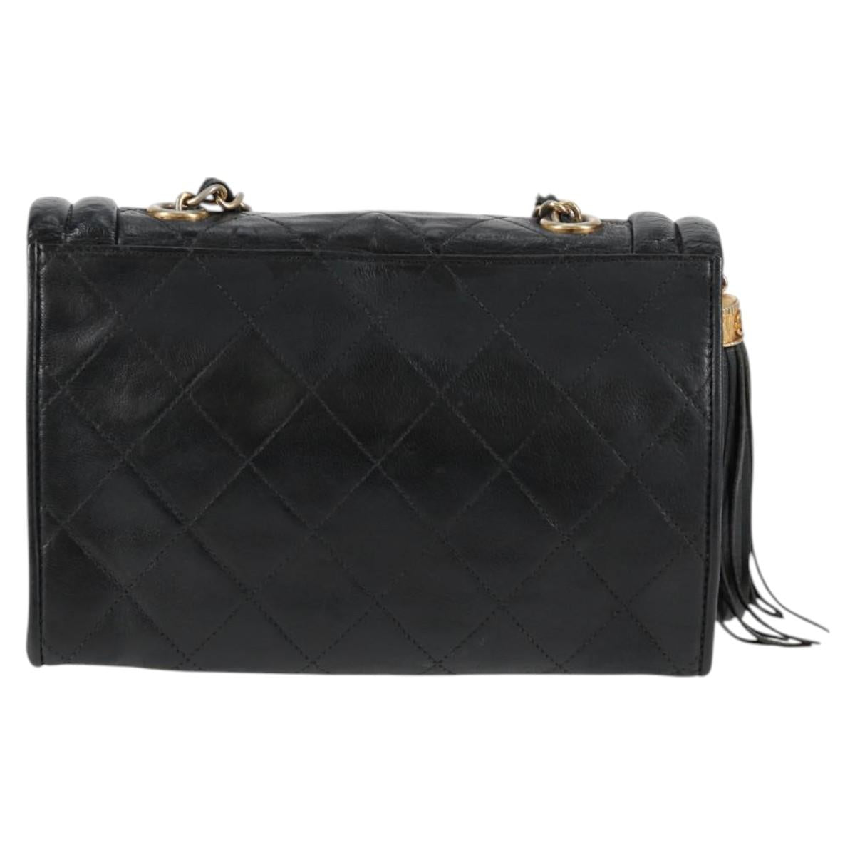 Chanel Tassel, Black, Leather, shoulder