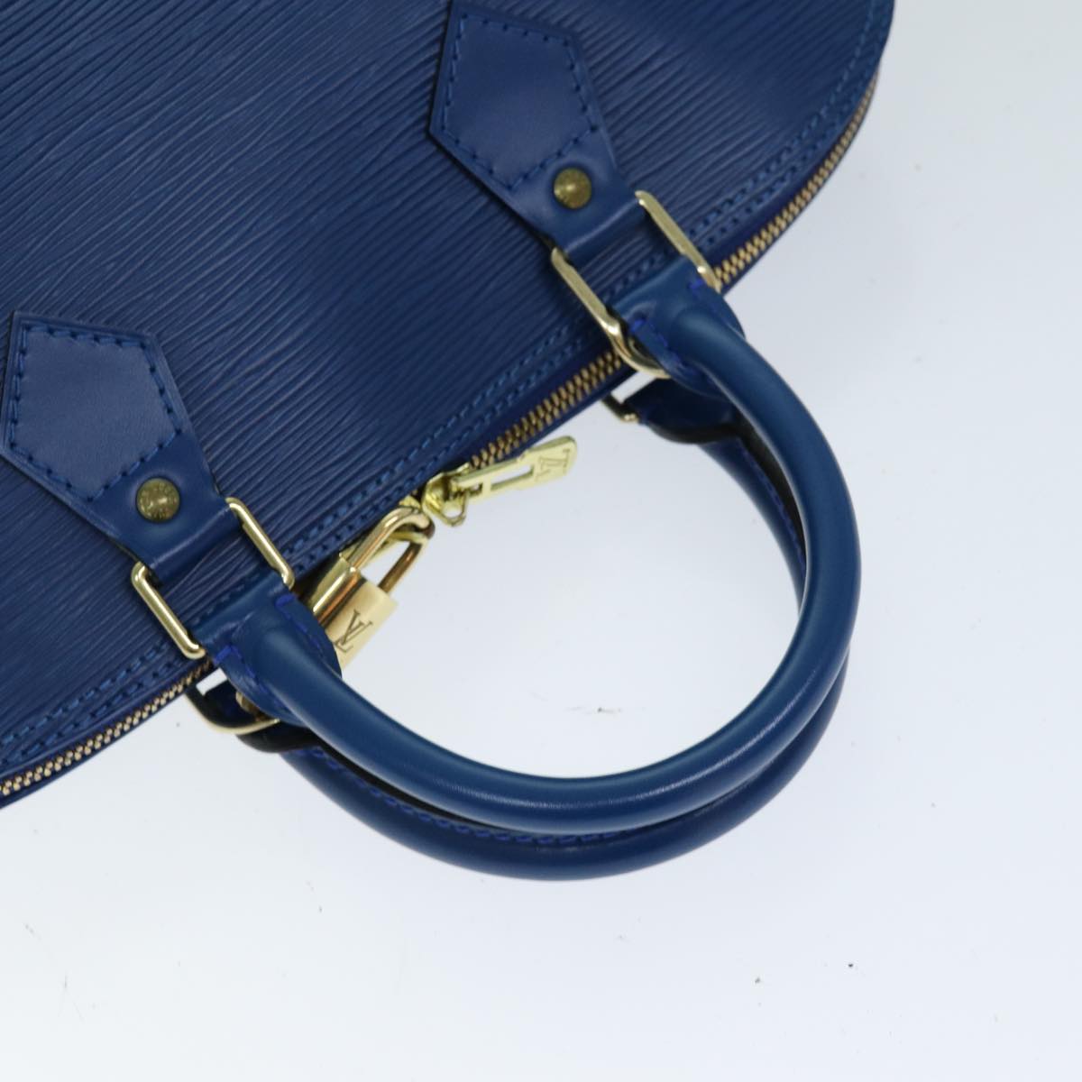 Louis Vuitton Alma, Blue, Leather, handbag