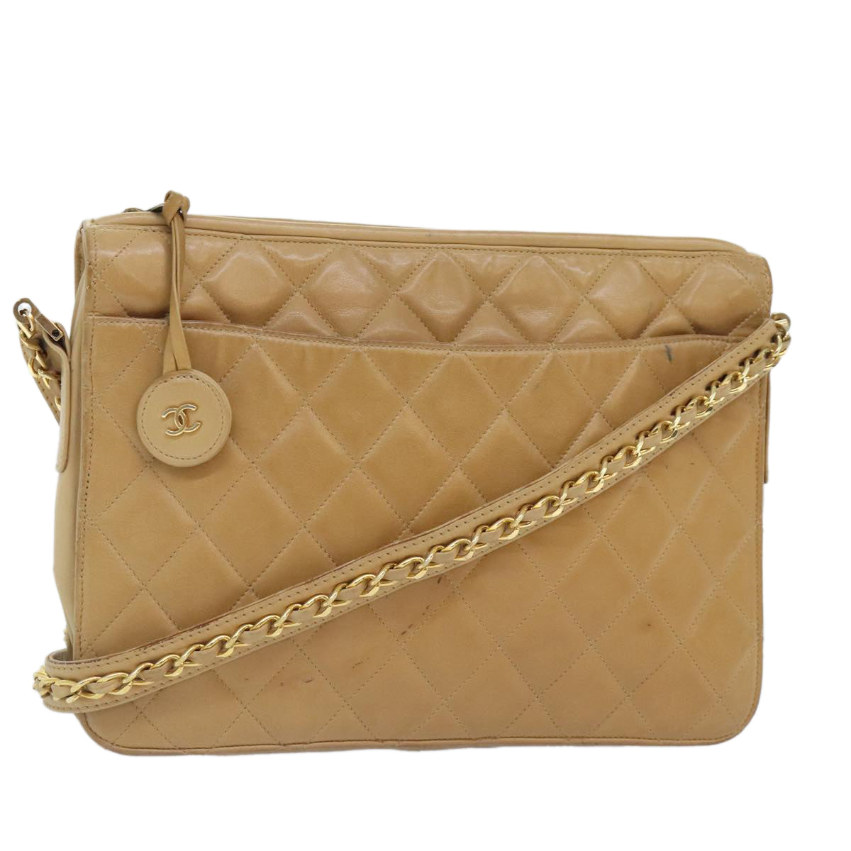 Chanel Camera, Beige, Leather, shoulder