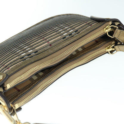 Burberry Lollard Shoulder Bag Haymarket Canvas with Leather, GOLD, LEATHER, Shoulder bag