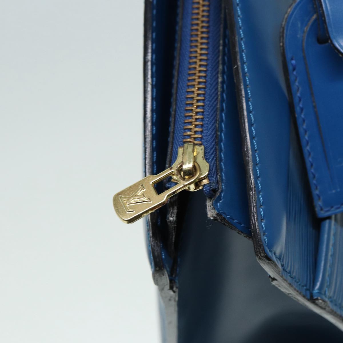 Louis Vuitton Riviera, Blue, Leather, handbag