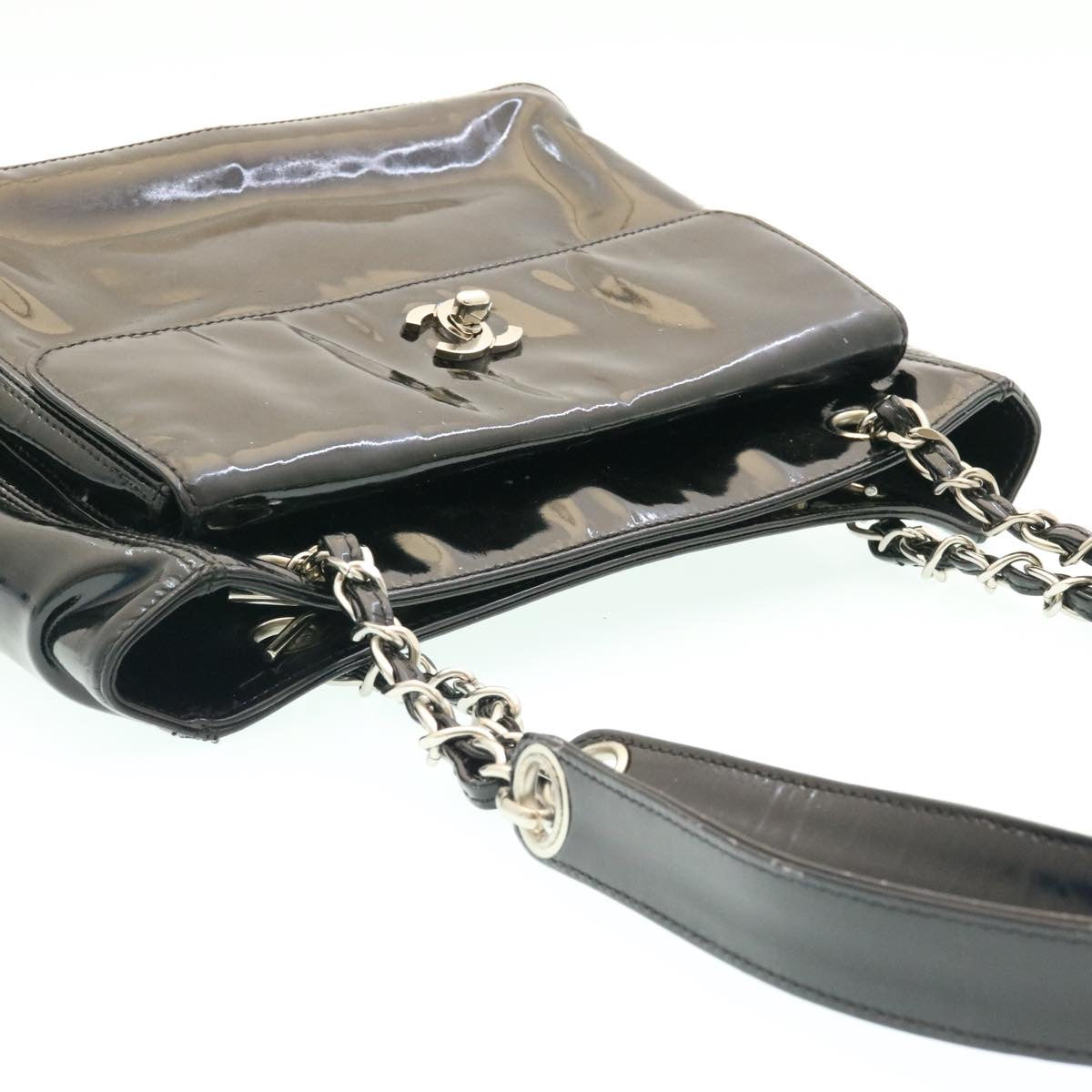 Chanel -, Black, Patent Leather, shoulder