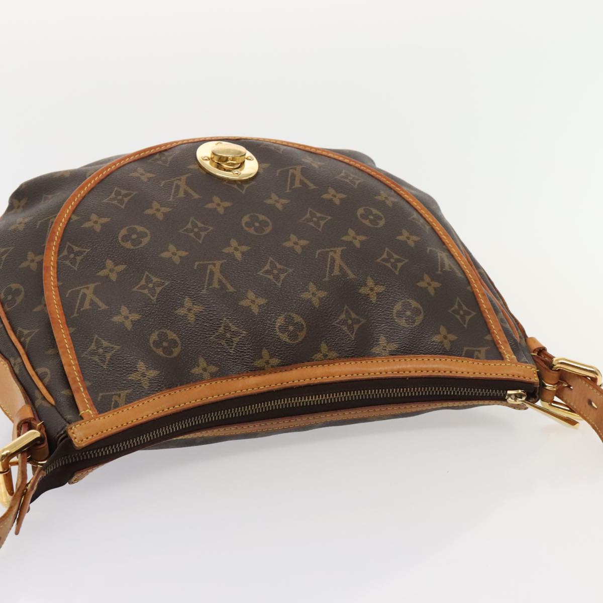 Louis Vuitton Tulum, Brown, Canvas, shoulder