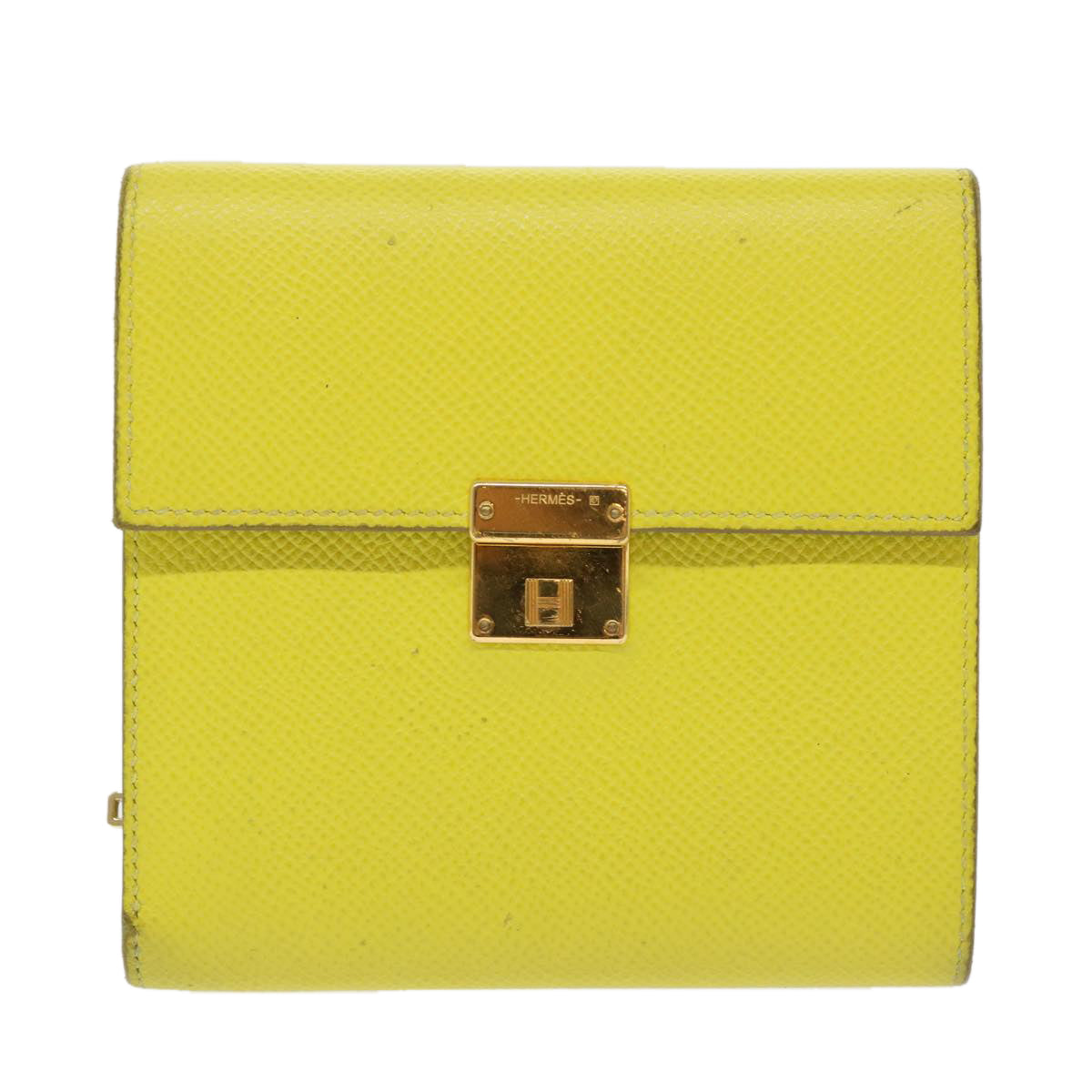 Hermès Clic 12, Yellow, Leather, wallet