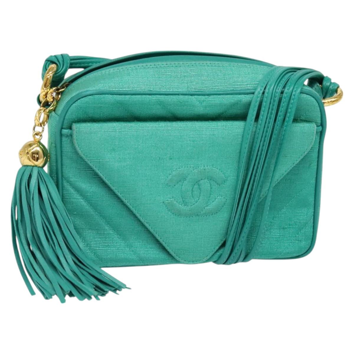 Chanel Camera, Green, Canvas, shoulder