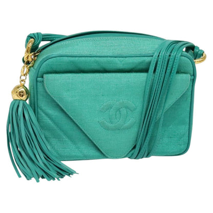 Chanel Camera, Green, Canvas, shoulder