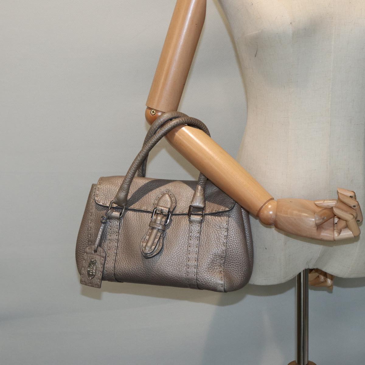 Fendi Selleria, Grey, Leather, handbag