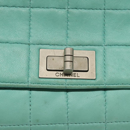 Chanel Chocolate bar, Blue, Leather, shoulder