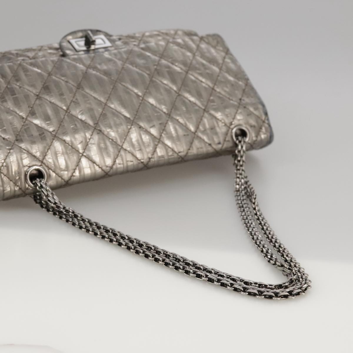"Chanel 2,55", Silver, Leather, shoulder
