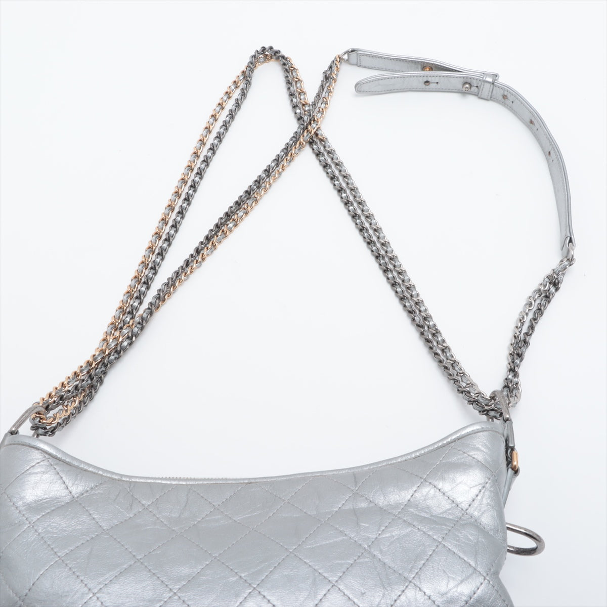 Chanel Gabrielle, Silver, Leather, shoulder