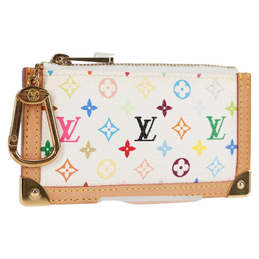 Louis Vuitton Pochette Clés, White, Canvas, wallet