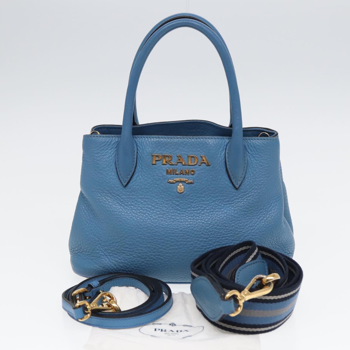 Prada Saffiano, Blue, Leather, handbag