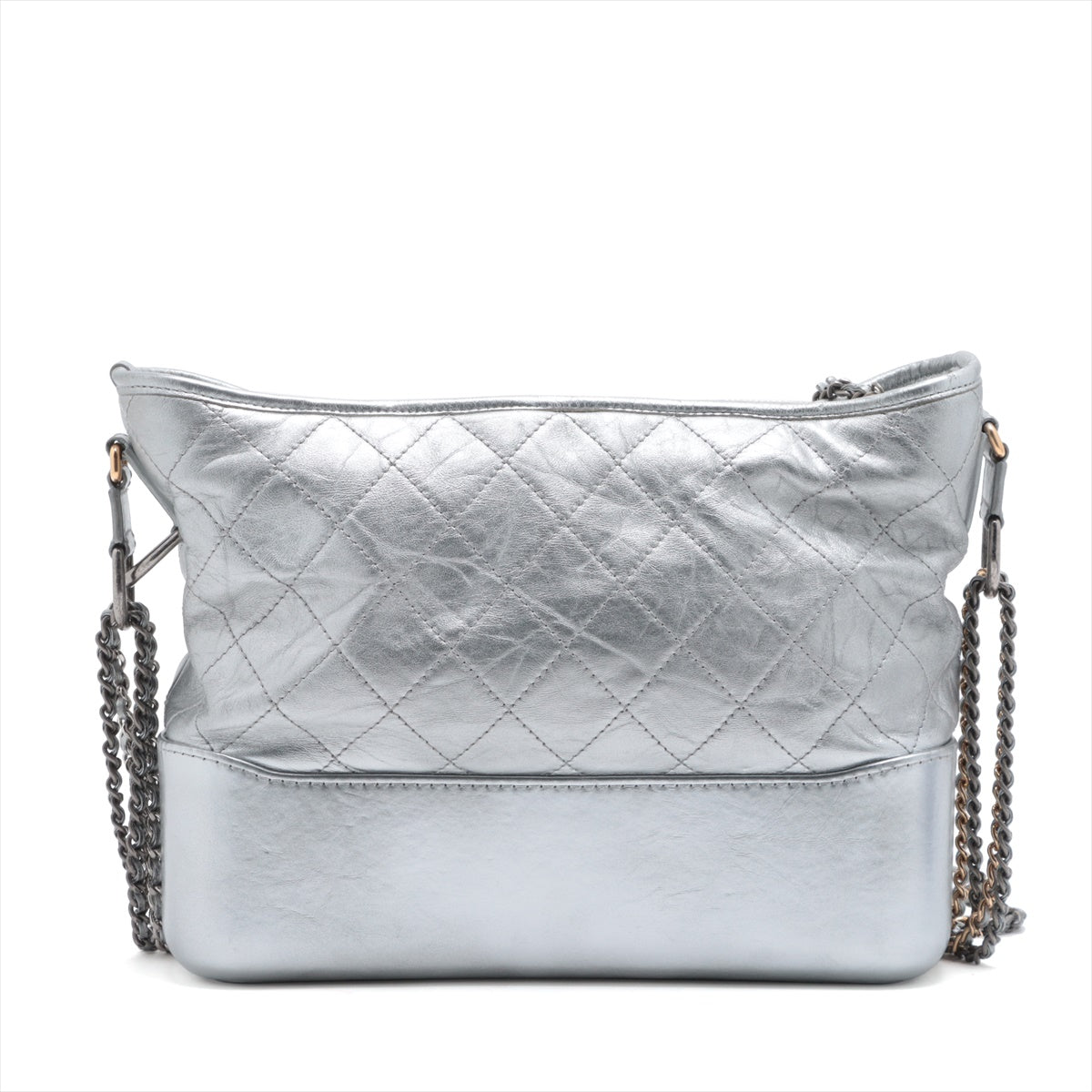 Chanel Gabrielle, Silver, Leather, shoulder