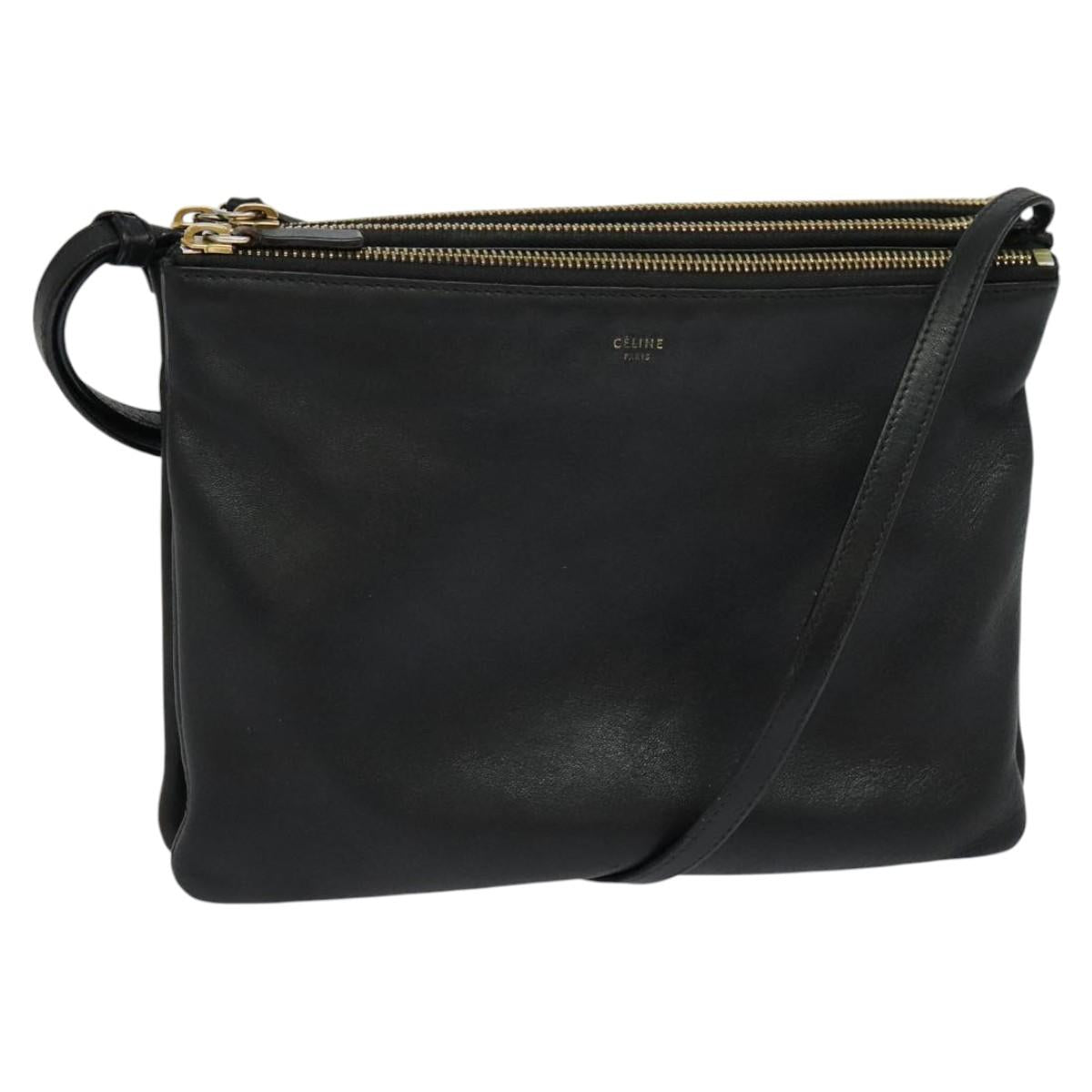 Céline Trio, Black, Leather, shoulder