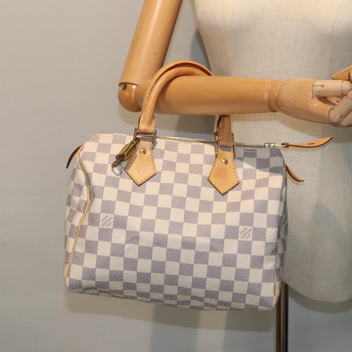 Louis Vuitton Speedy 25, Grey, Canvas, handbag