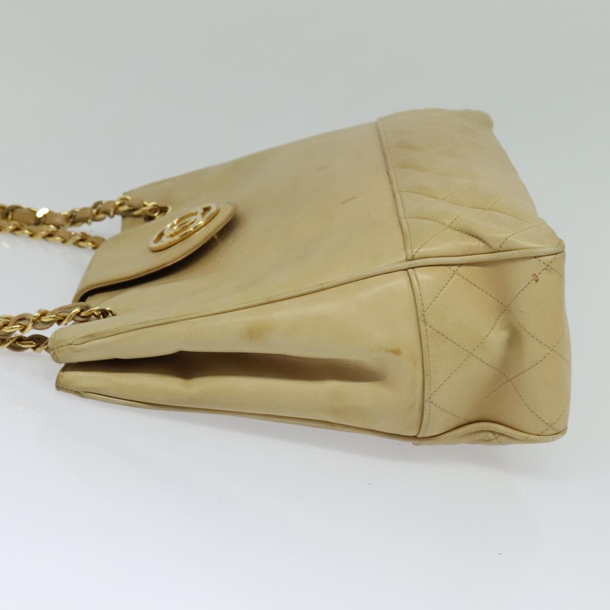 Chanel, Beige, Leather, shoulder