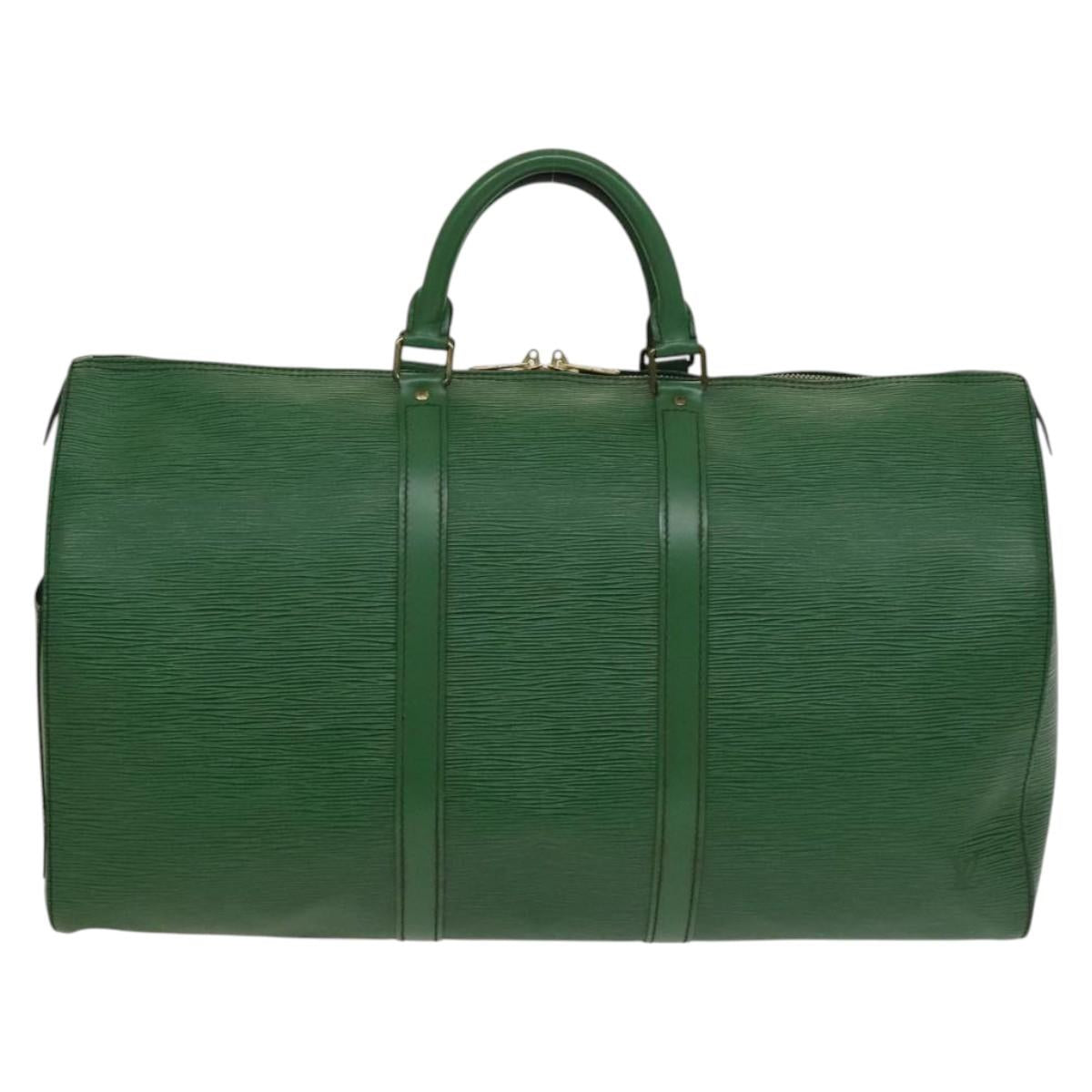 Louis Vuitton Keepall 50, Green, Leather, travel