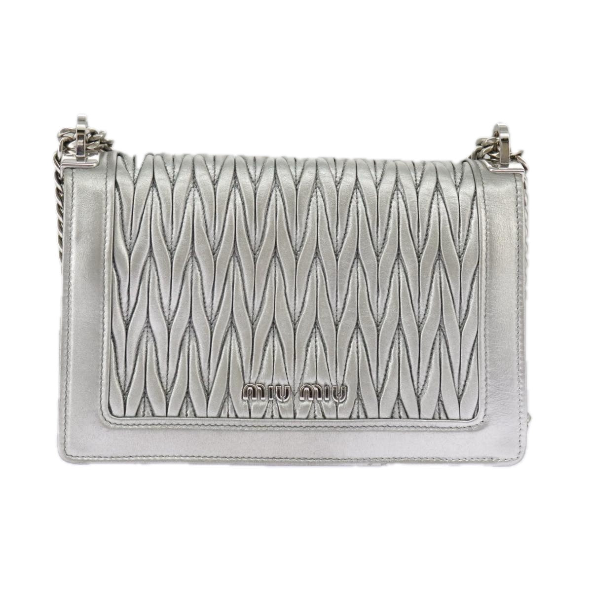 Miu Miu Confidential, Silver, Leather, shoulder