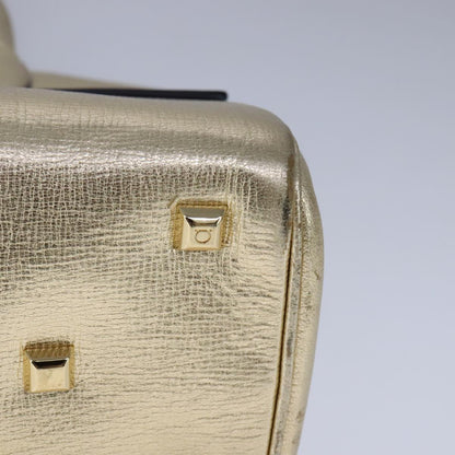 Salvatore Ferragamo Gancini, Gold, Leather, handbag