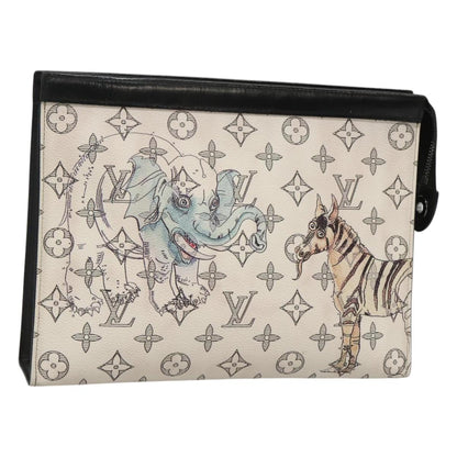 Louis Vuitton Savane, White, Canvas, clutch