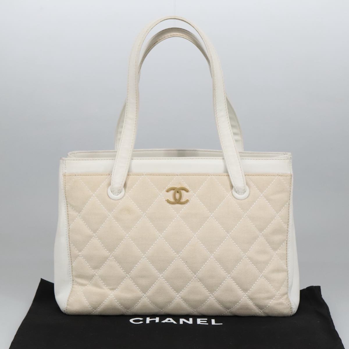 Chanel Coco Mark, Gold, Canvas, tote