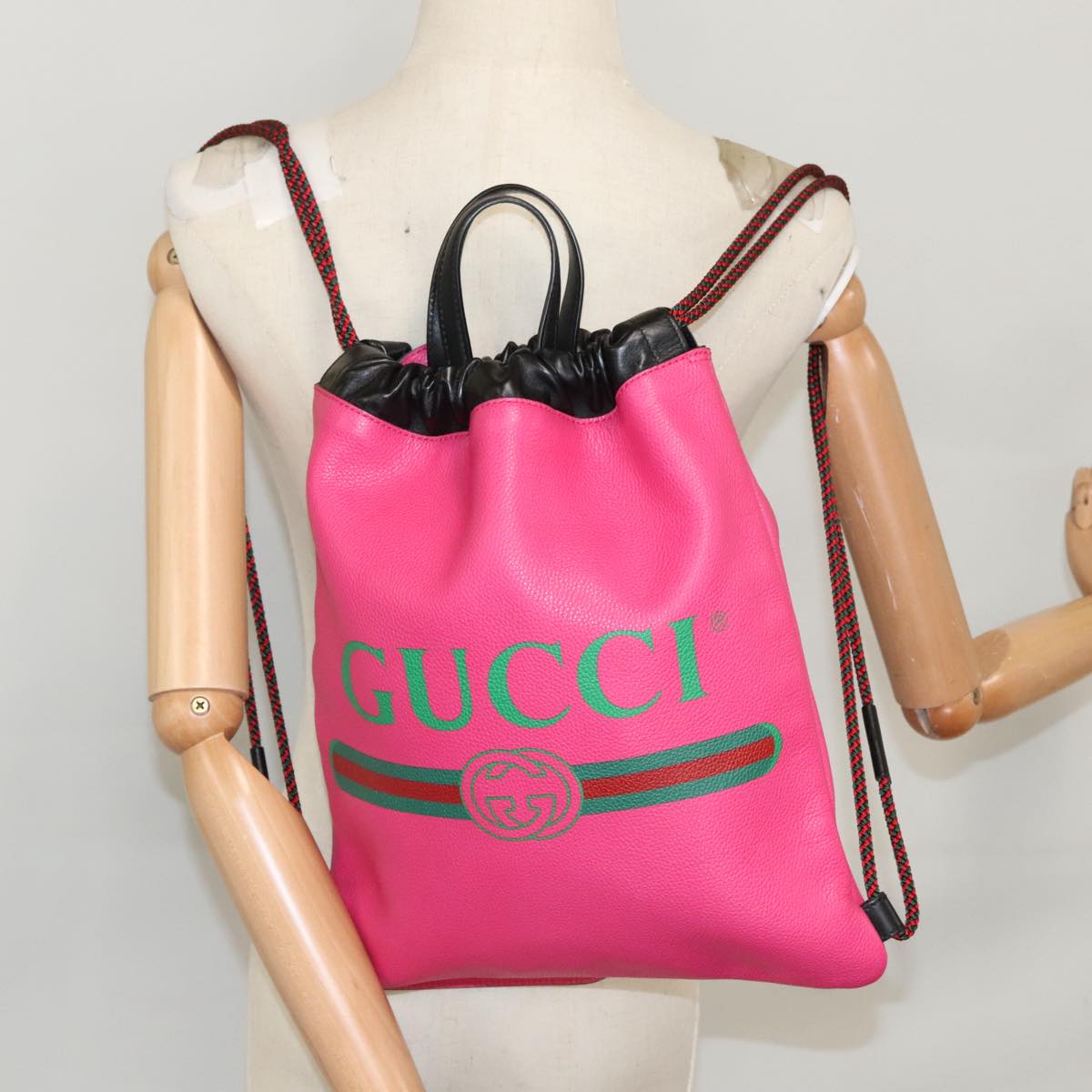 Gucci Drawstring, Pink, Leather, backpack
