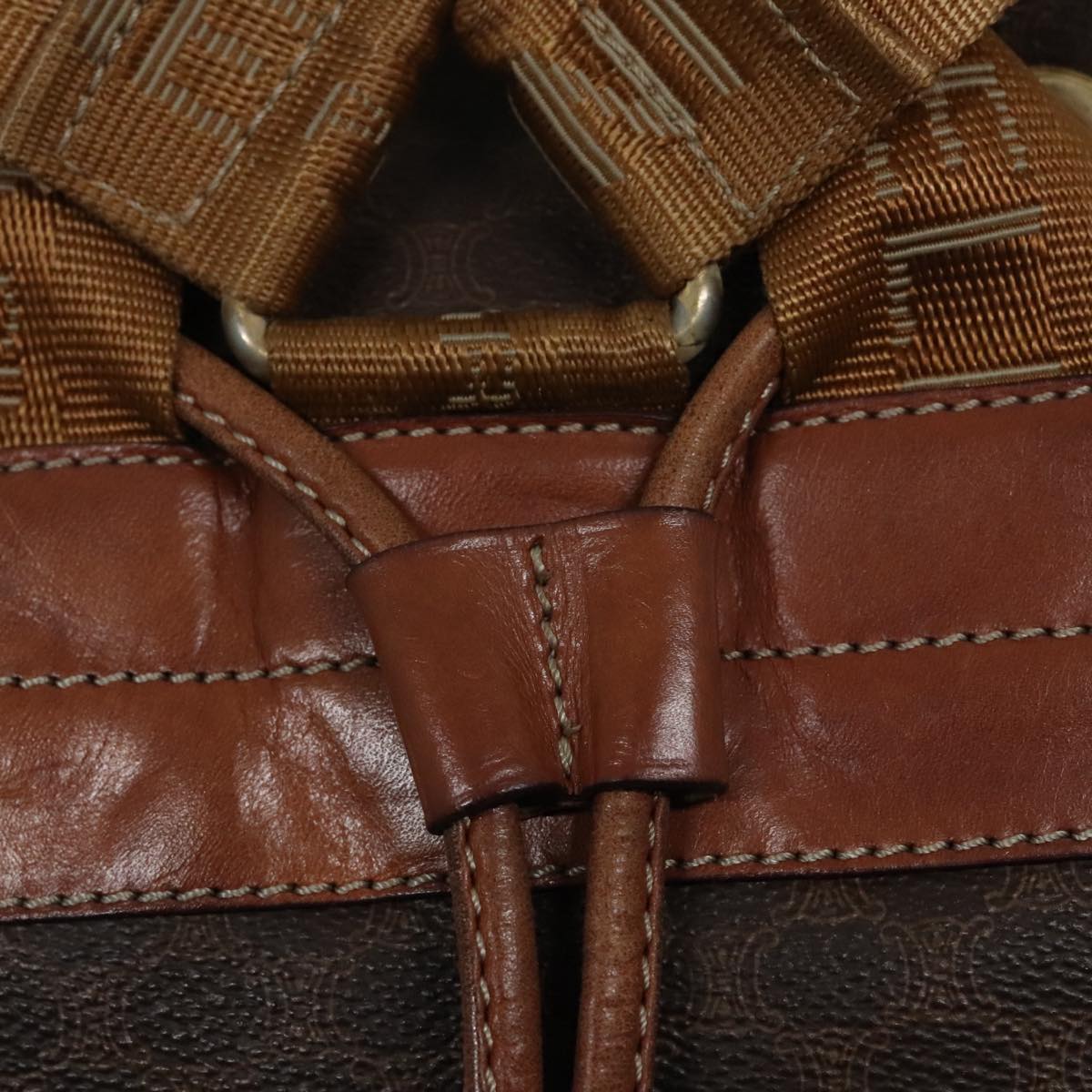 Céline Macadam, Brown, Canvas, backpack