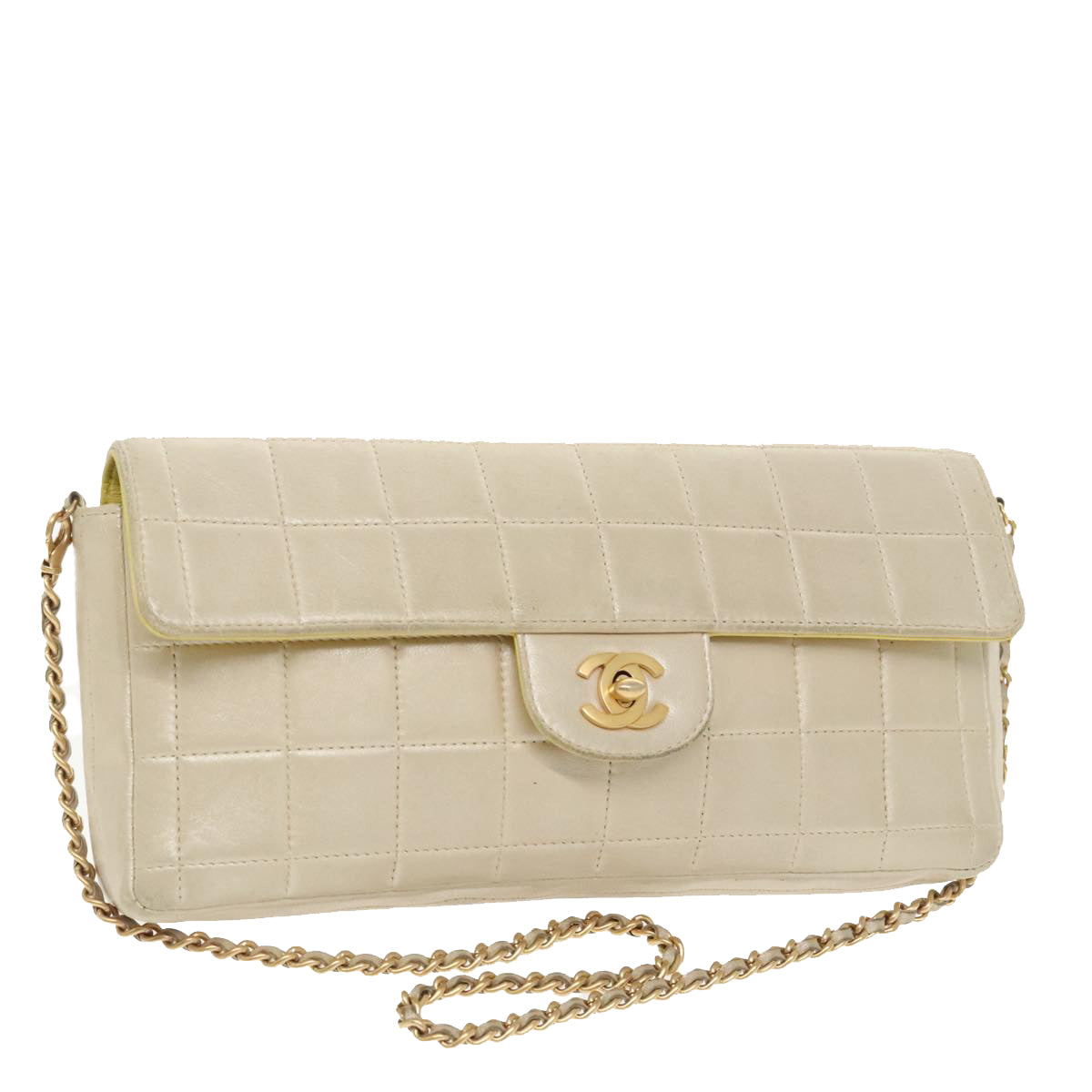 Chanel Chocolate bar, Beige, Leather, shoulder