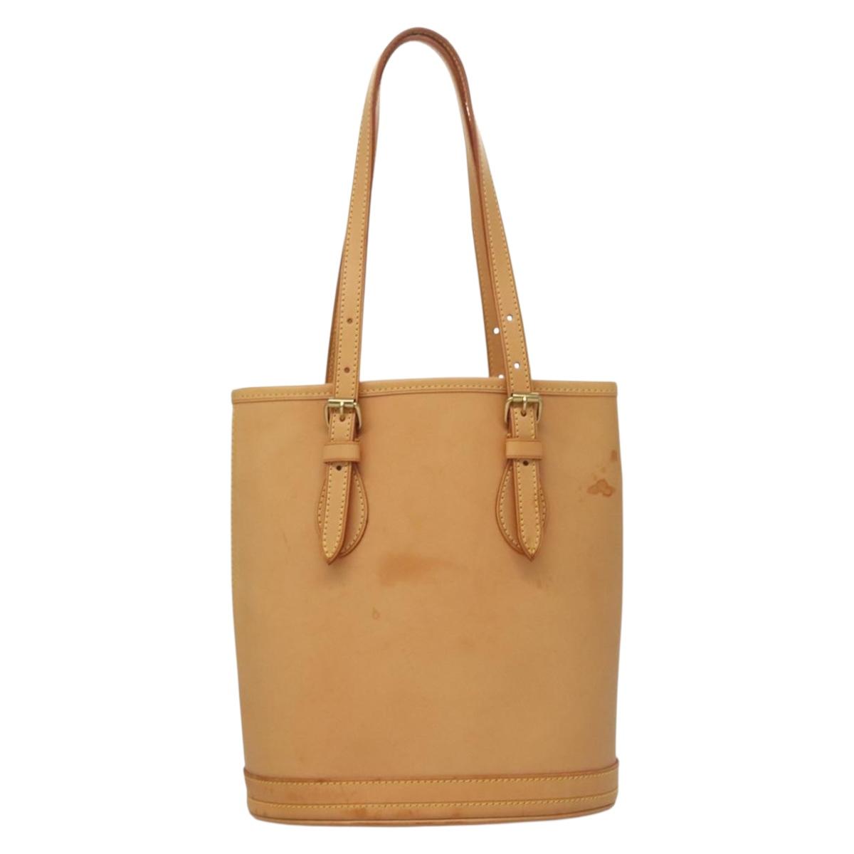 Louis Vuitton Bucket PM, Beige, Leather, shoulder