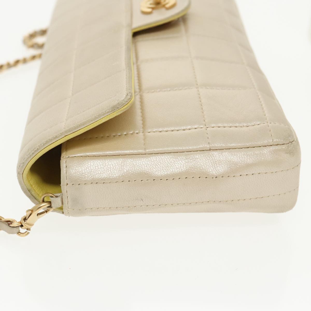 Chanel Chocolate bar, Beige, Leather, shoulder