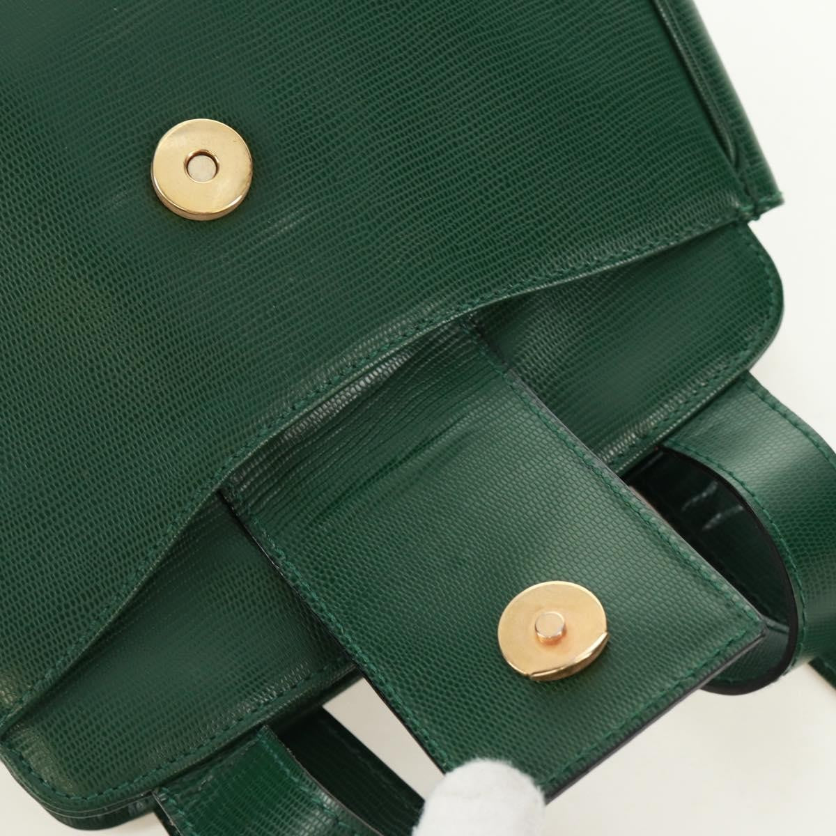 Celine Circle Logo Leather, Green, Leather, Shoulder Bag