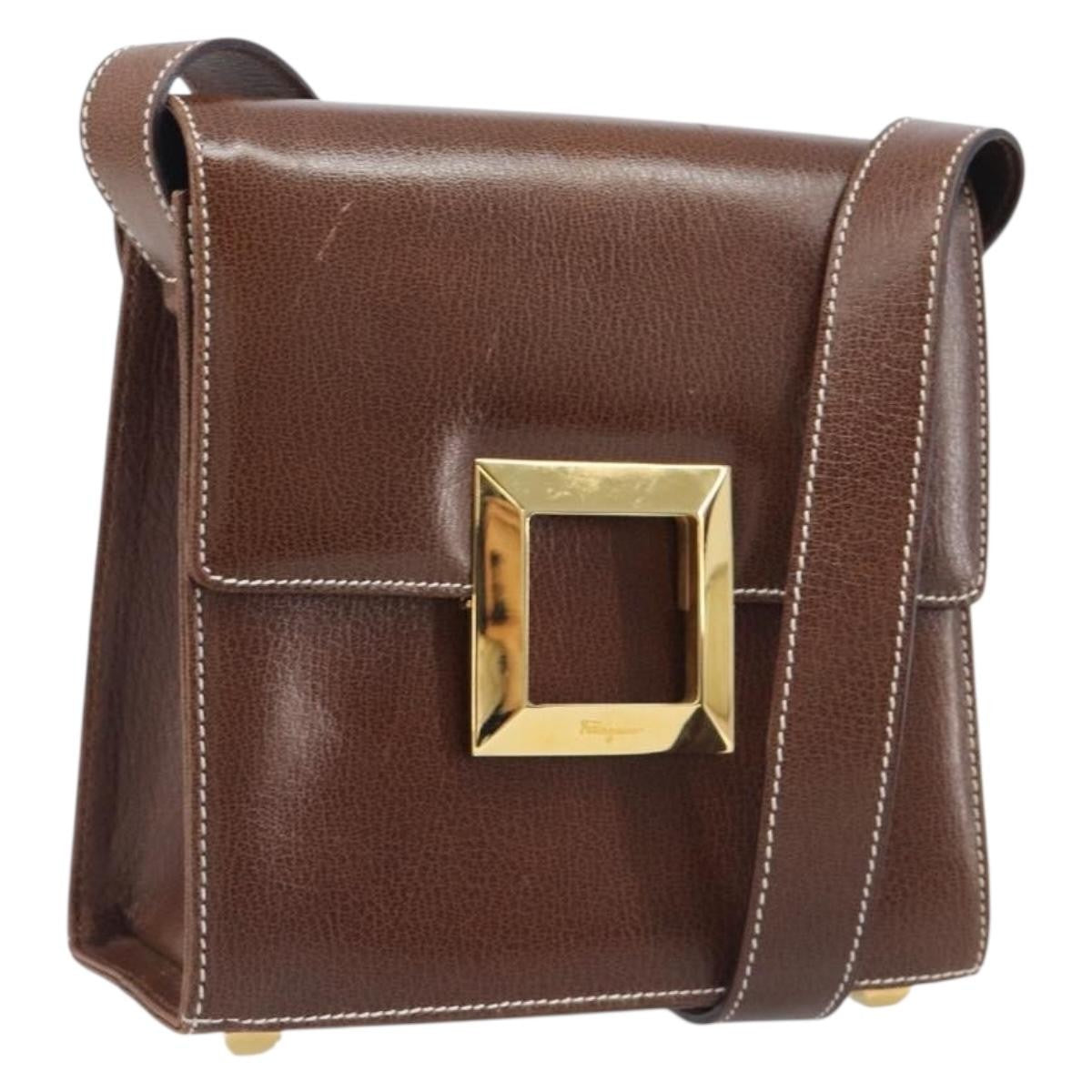 Salvatore Ferragamo Shoulder Bag Leather, Brown, Leather, Shoulder Bag