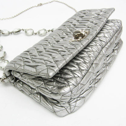 Miu Miu Crystal Clutch Matelasse Leather, SILVER, LEATHER, Shoulder bag
