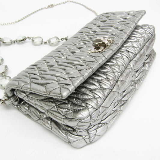 Miu Miu Crystal Clutch Matelasse Leather, SILVER, LEATHER, Shoulder bag