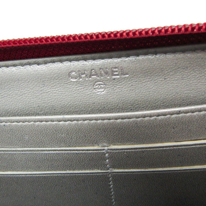 Chanel Camellia Zip Around Organizer Leather, Burgundy, Leather, Wallet
