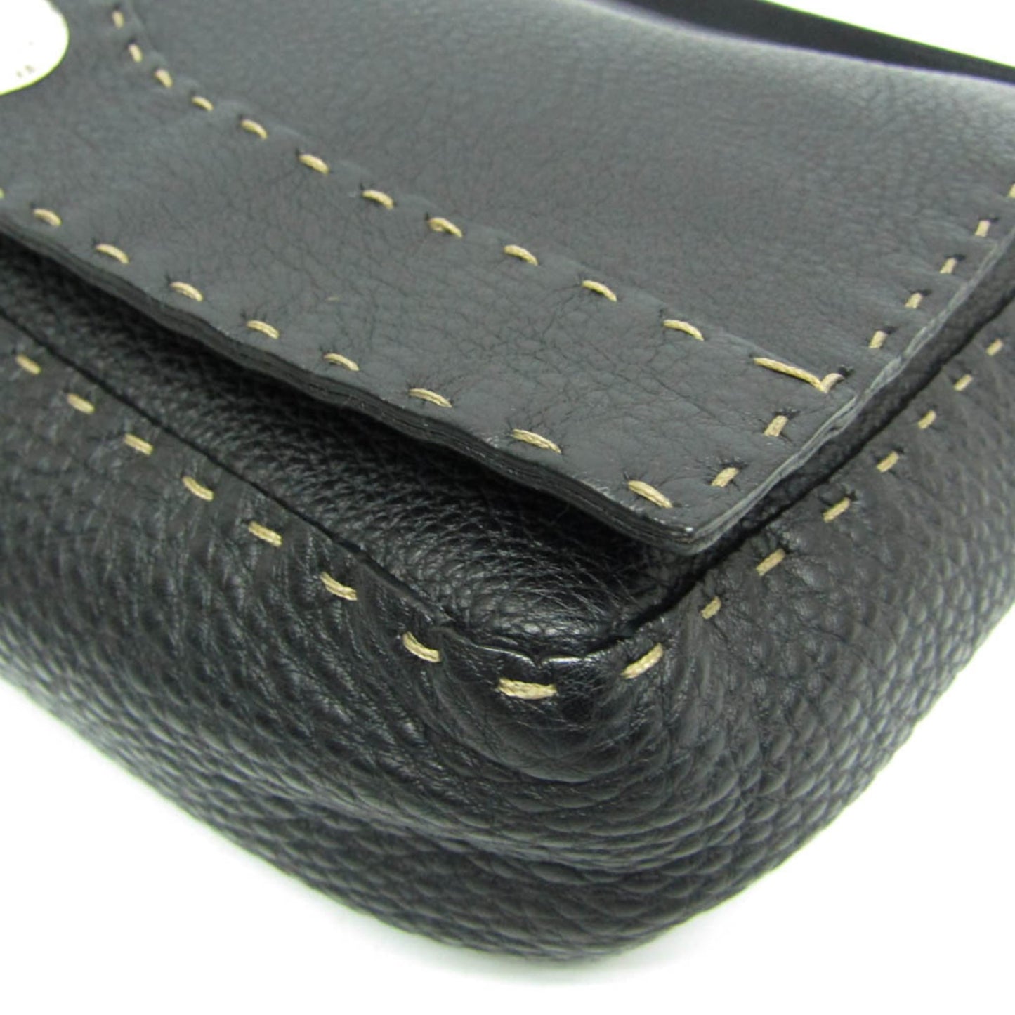 Fendi Selleria Messenger Bag Leather, Black, Leather, Shoulder Bag