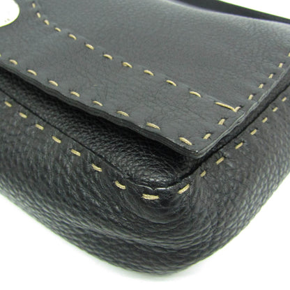 Fendi Selleria Messenger Bag Leather, Black, Leather, Shoulder Bag