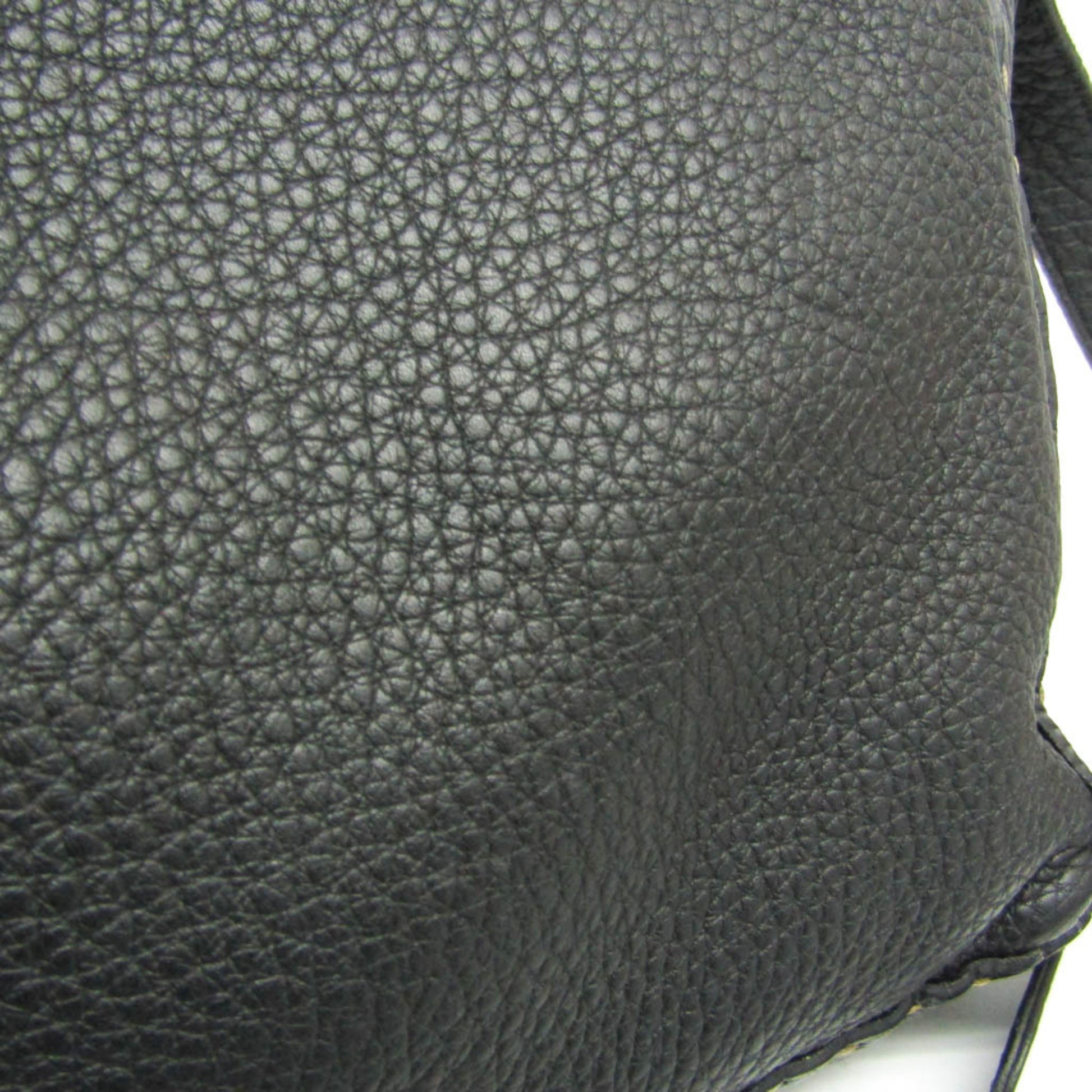 Fendi Selleria Messenger Bag Leather, Black, Leather, Shoulder Bag