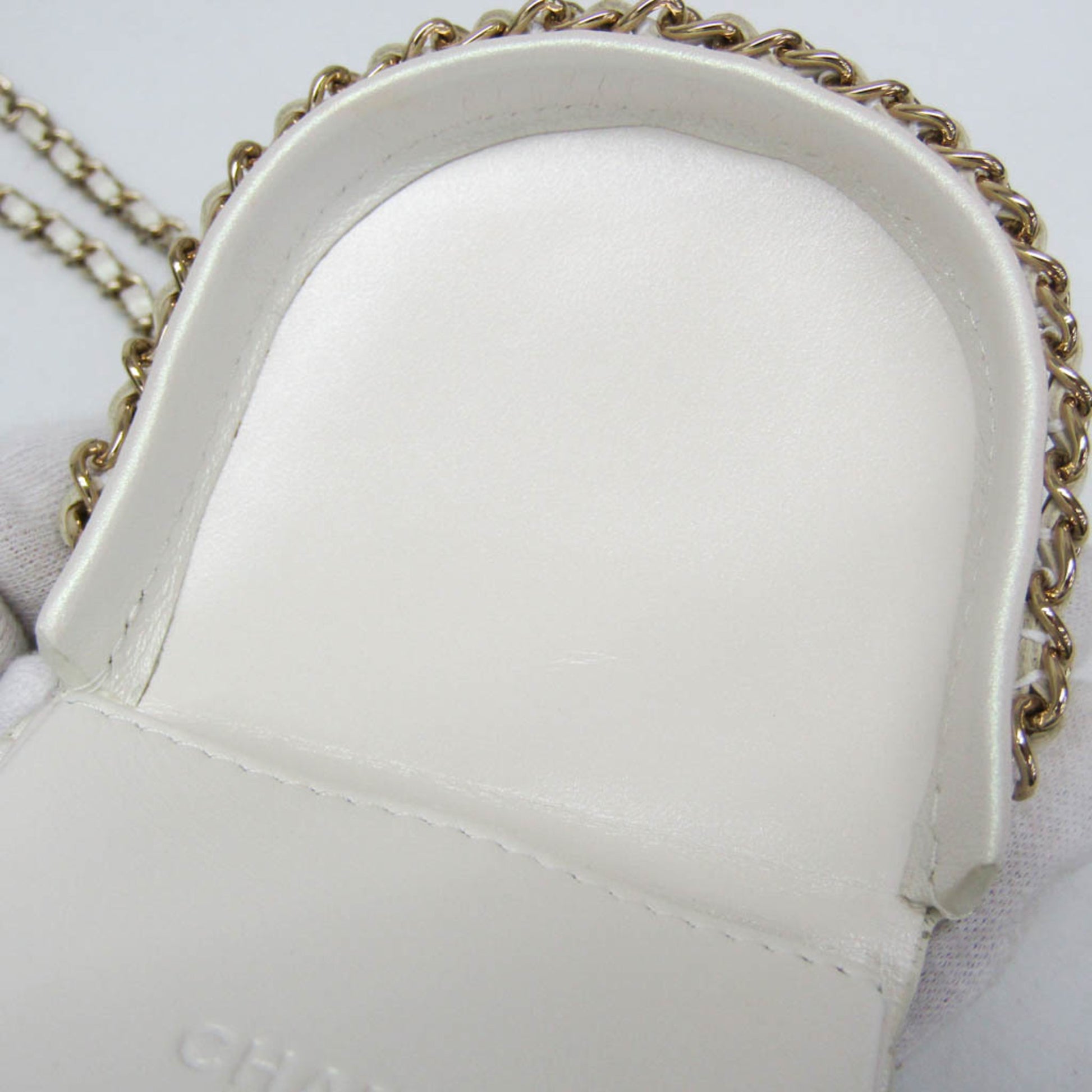Chanel Chain Around Coin Purse with Chain Quilted Caviar, White, Leather, Shoulder Bag