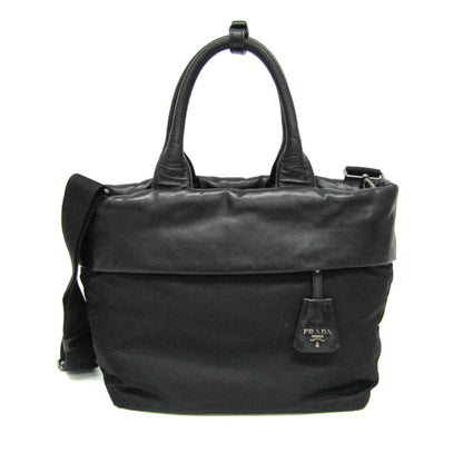 Prada Convertible Double Tote Nappa Leather and Tessuto, Black, Nylon, Handbag