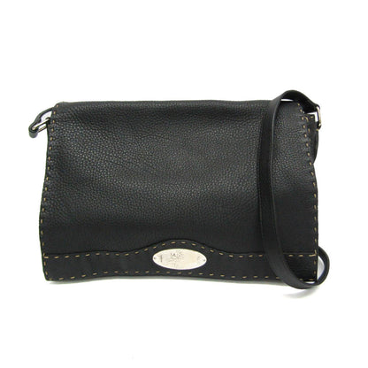 Fendi Selleria Messenger Bag Leather, Black, Leather, Shoulder Bag