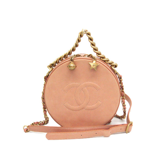 Chanel Round as Earth Crossbody Bag Glazed Calfskin, Pink, Leather, Shoulder Bag