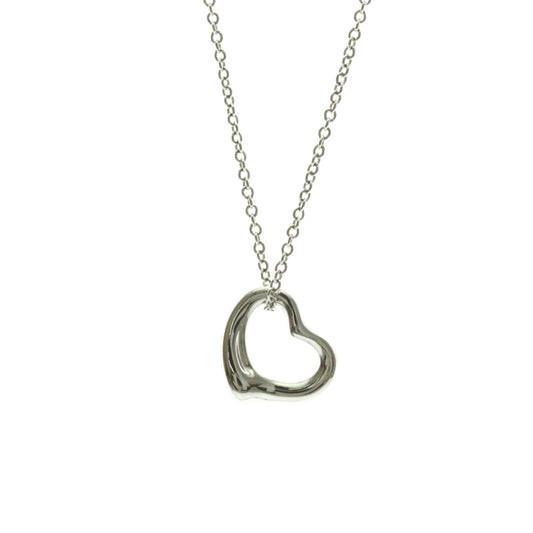 Tiffany & Co. Elsa Peretti Open Heart Pendant Necklace Platinum, Silver, Platinum, Necklace