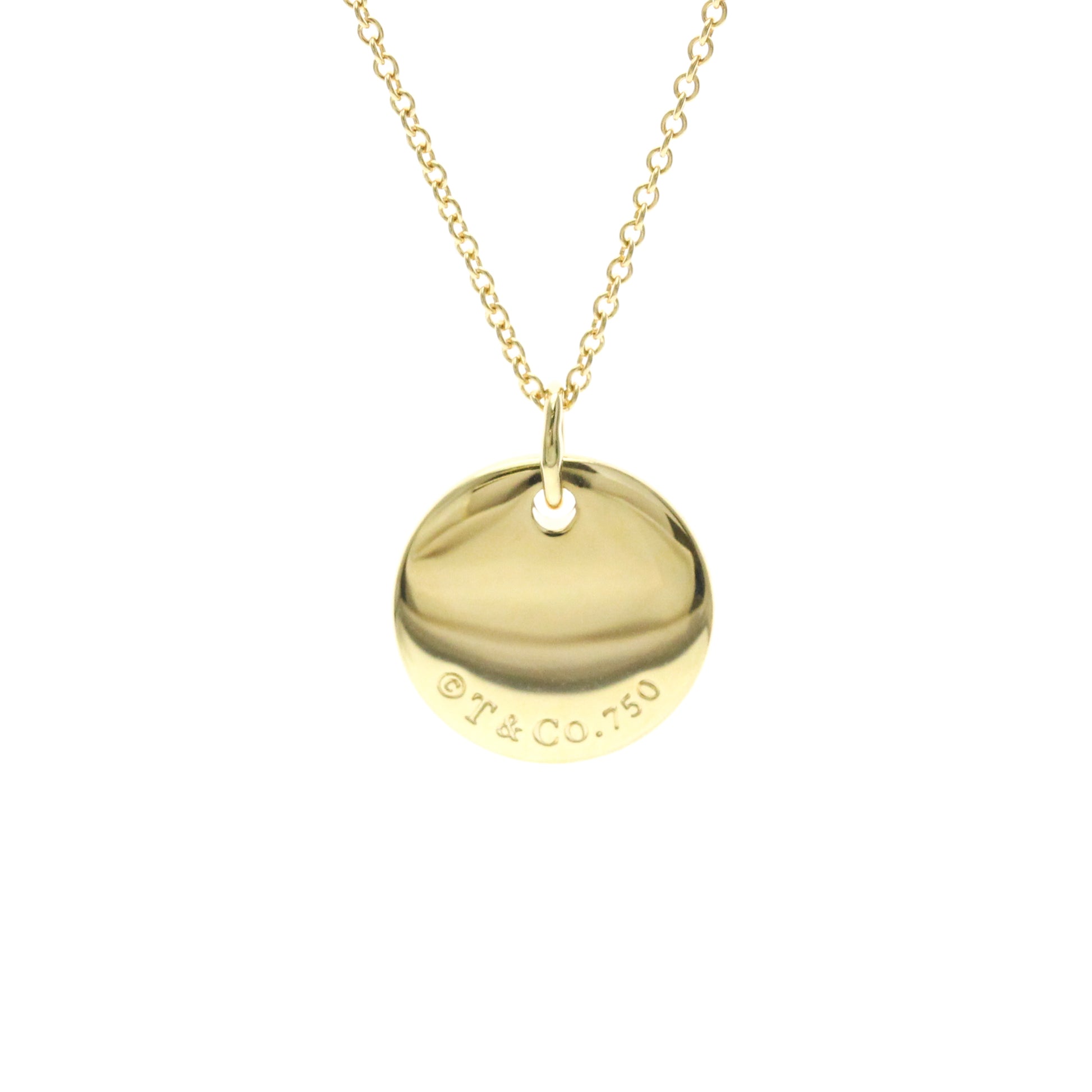 Tiffany & Co. Letter Disc Charm Pendant Necklace 18K Yellow Gold, Gold, Yellow Gold, Necklace